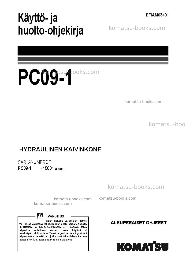 Komatsu pc09-1ita Operation manual cover Komatsu pc09-1ita Operation manual cover