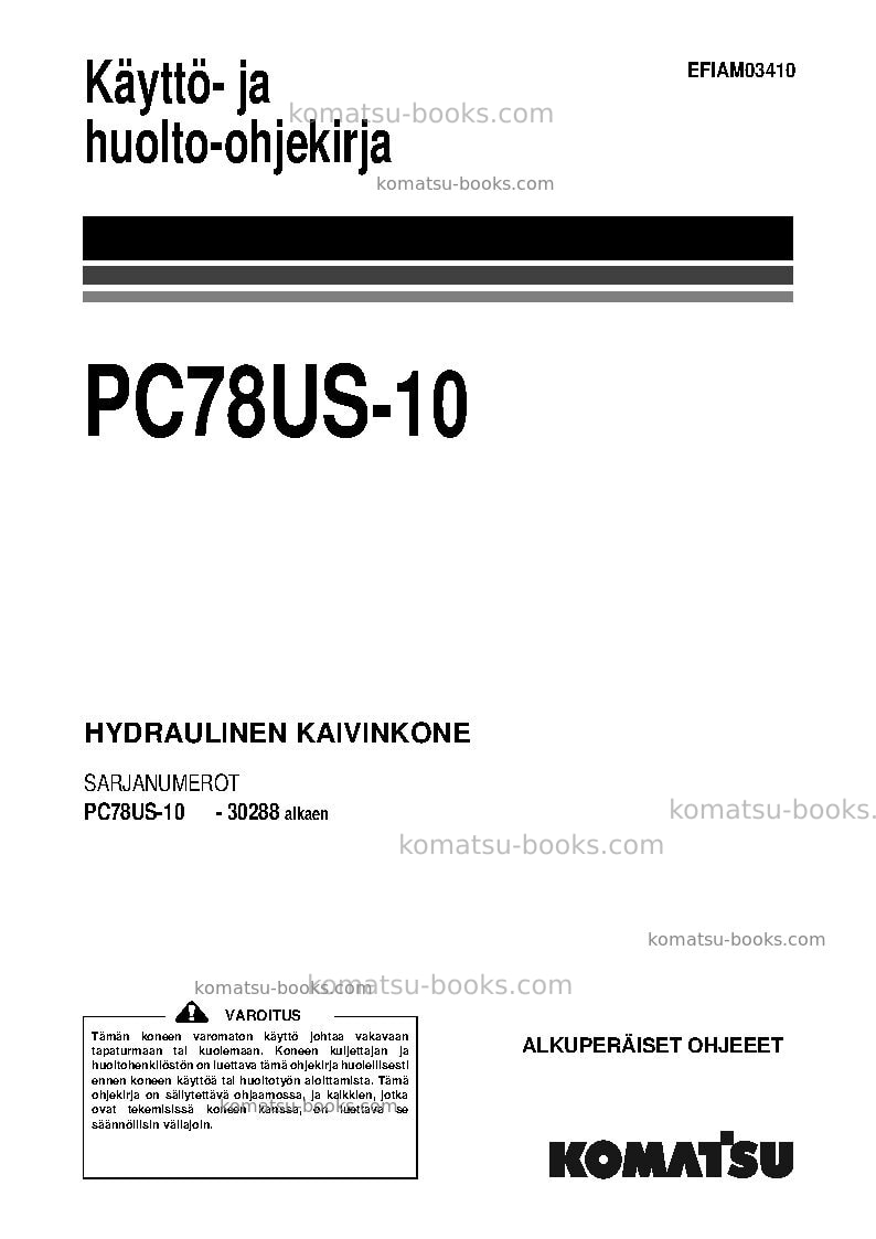 Komatsu pc78us-10jpn Operation manual cover Komatsu pc78us-10jpn Operation manual cover