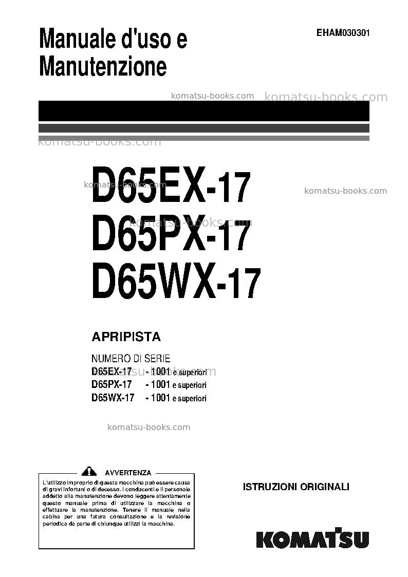 Komatsu d65ex-17jpn Manuale operativo copertina Komatsu d65ex-17jpn Manuale operativo copertina
