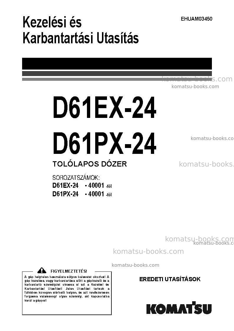 Komatsu d61ex-24jpn Operation manual cover