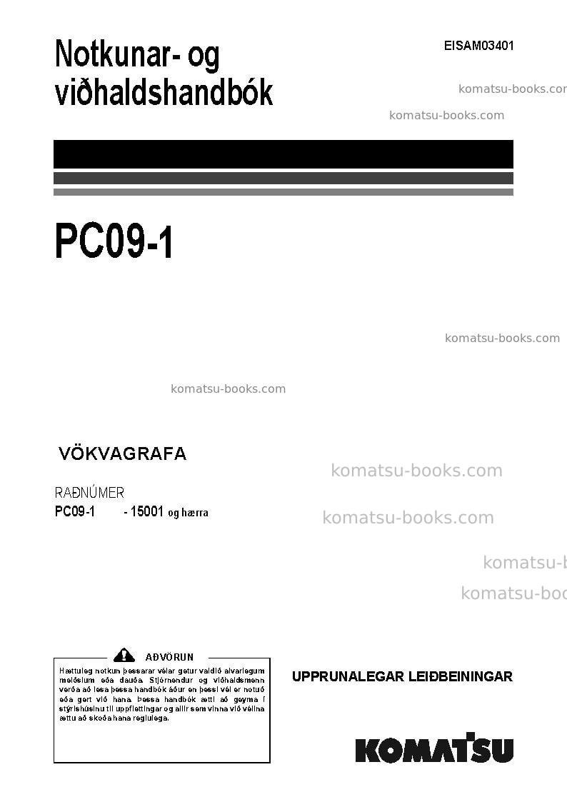 Komatsu pc09-1ita Operation manual cover Komatsu pc09-1ita Operation manual cover