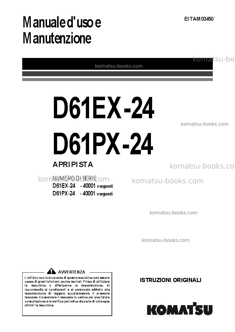 Komatsu d61ex-24jpn Manuale operativo copertina Komatsu d61ex-24jpn Manuale operativo copertina
