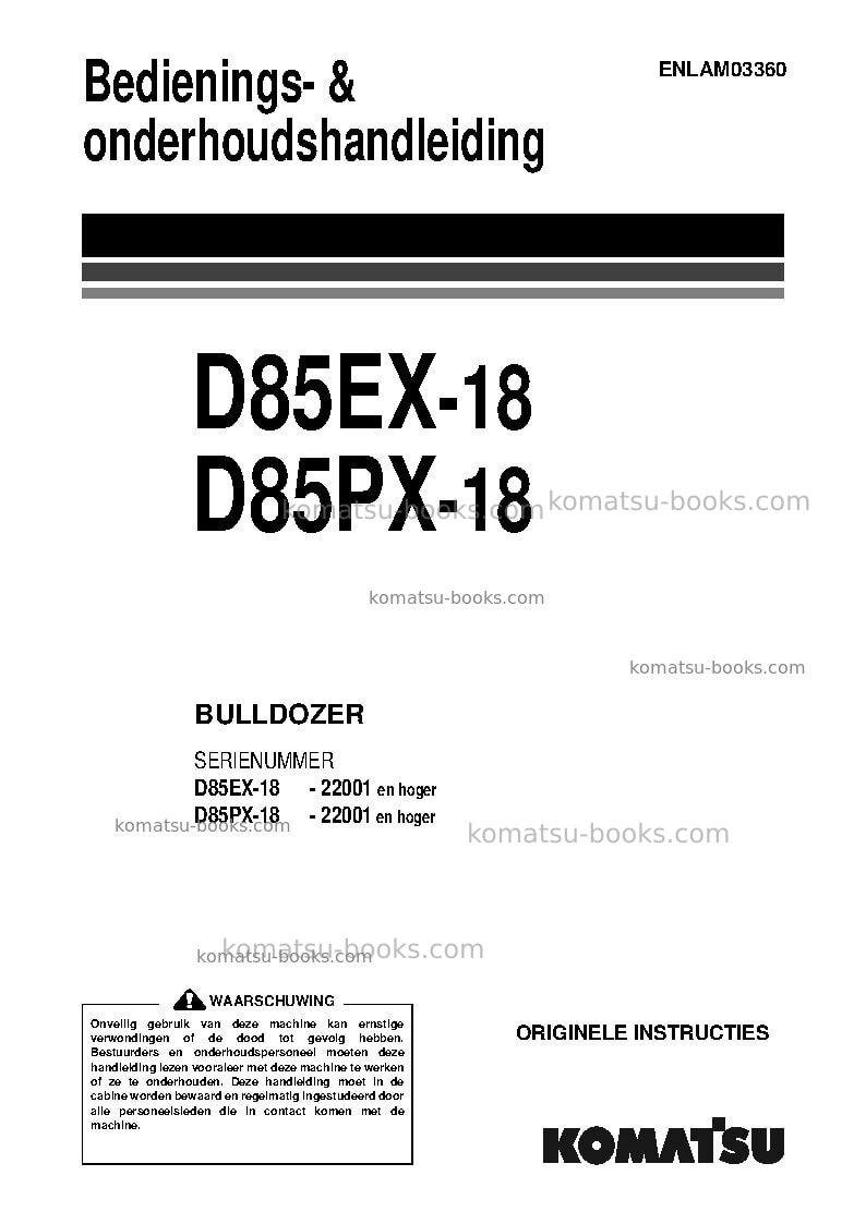 Komatsu d85px-18jpn Operation manual cover Komatsu d85px-18jpn Operation manual cover