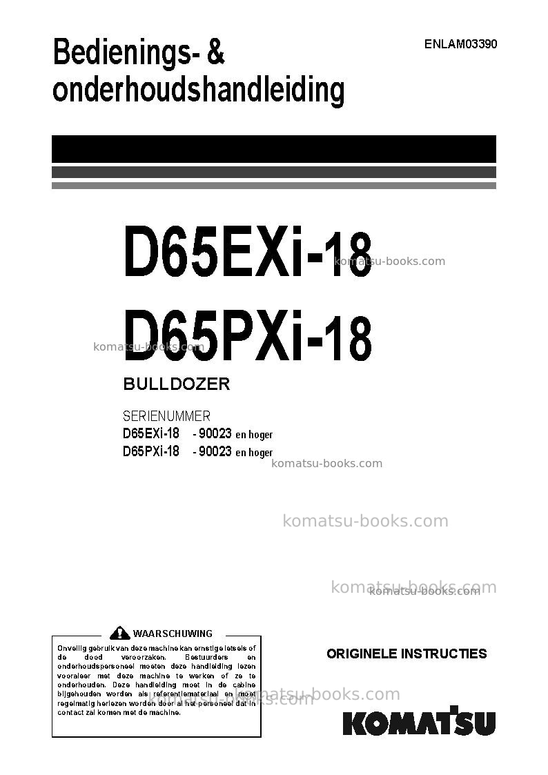 Komatsu d65pxi-18jpn Operation manual cover Komatsu d65pxi-18jpn Operation manual cover