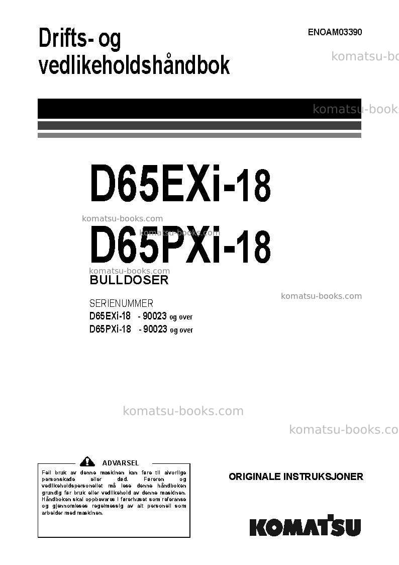 Komatsu d65pxi-18jpn Operation manual cover Komatsu d65pxi-18jpn Operation manual cover
