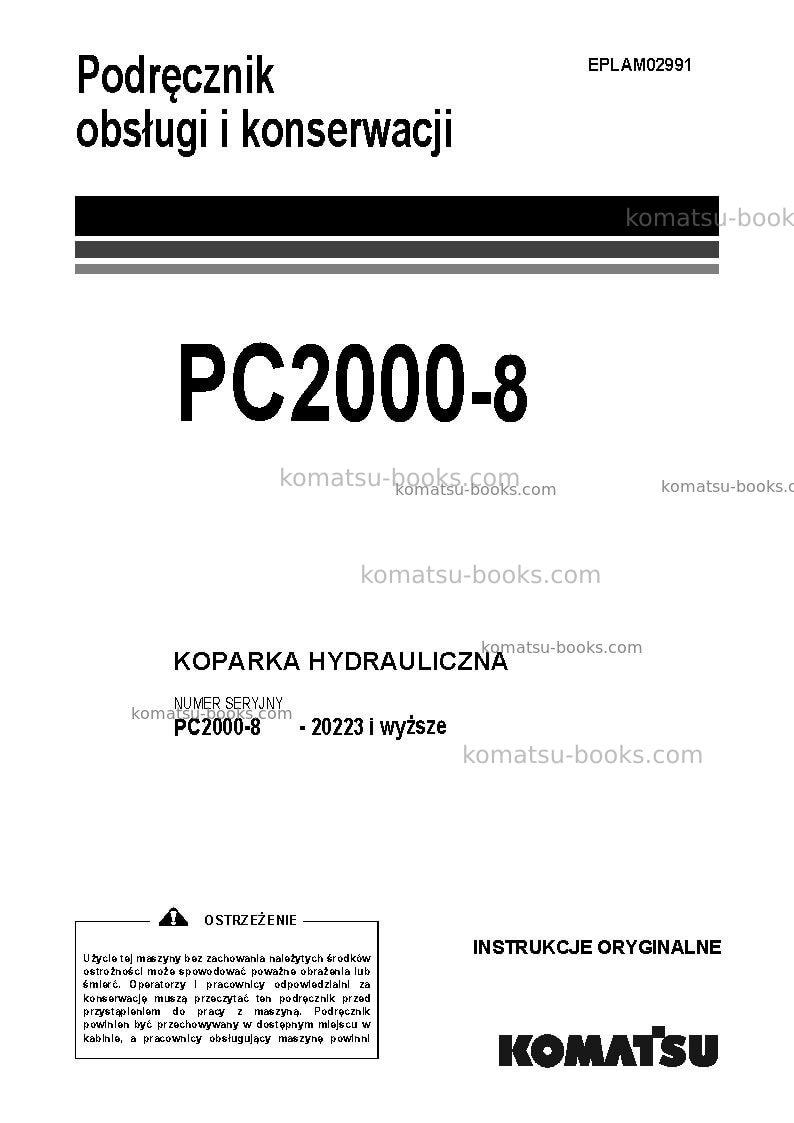 Komatsu pc2000-8jpn Instrukcja obsługi okładka