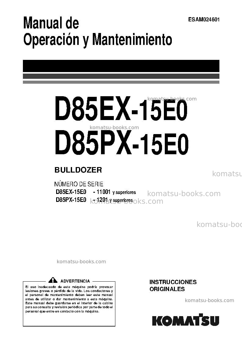 Komatsu d85px-15jpn-e0 Manual de operación cover