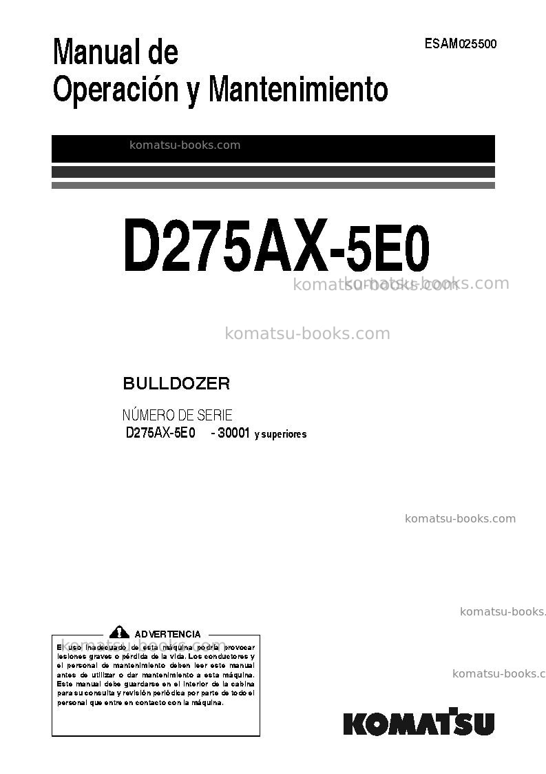 Komatsu d275ax-5jpn-e0 Manual de operación cover Komatsu d275ax-5jpn-e0 Manual de operación cover