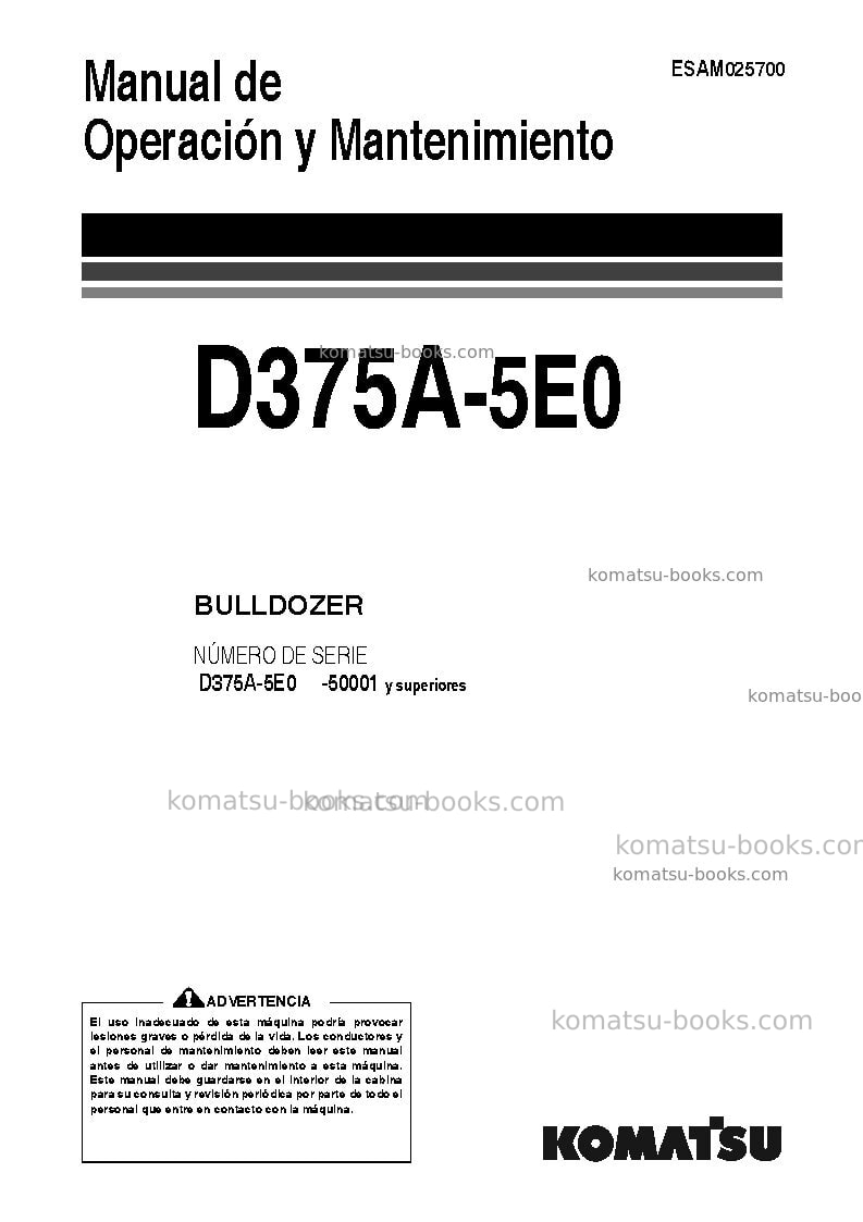 Komatsu d375a-5jpn-e0 Manual de operación cover