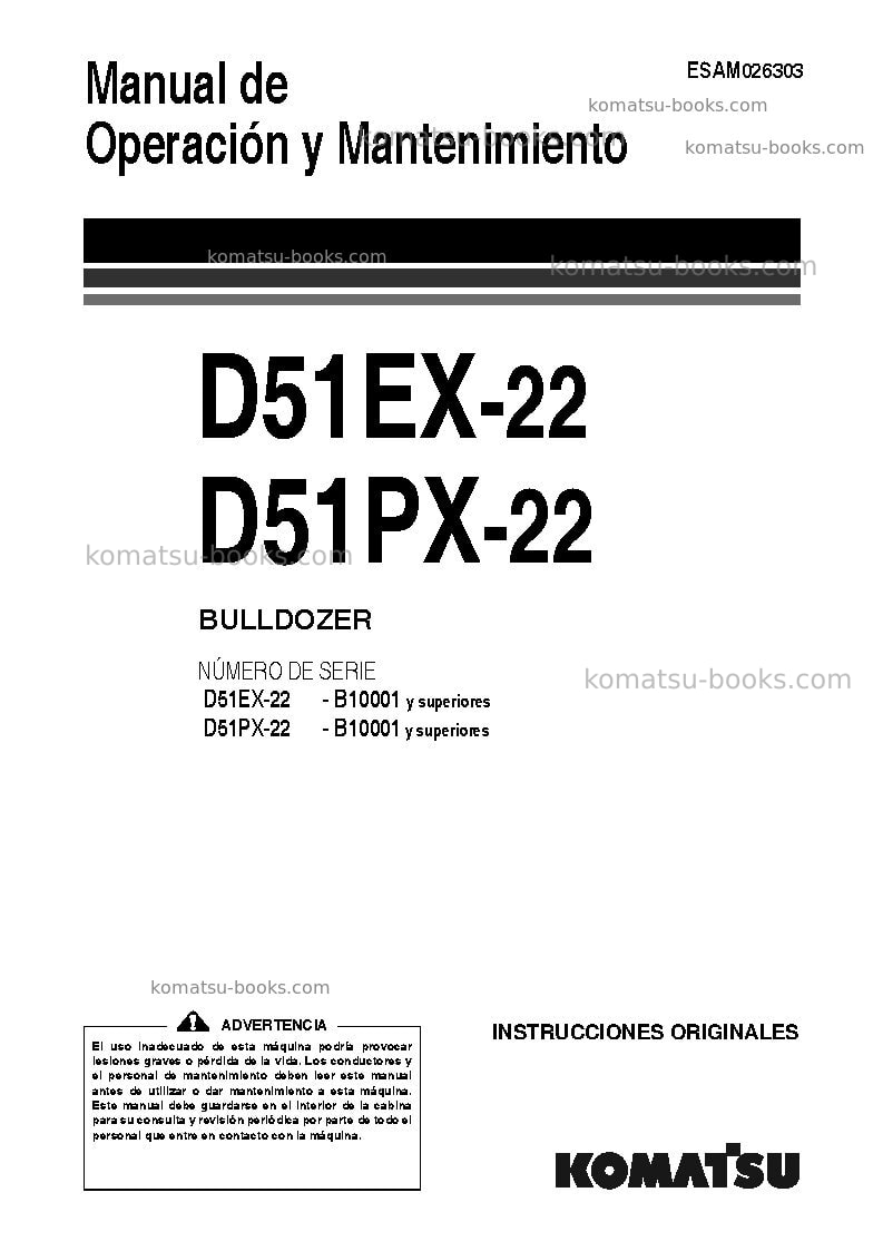 Komatsu d51ex-22bra Manual de operación cover Komatsu d51ex-22bra Manual de operación cover