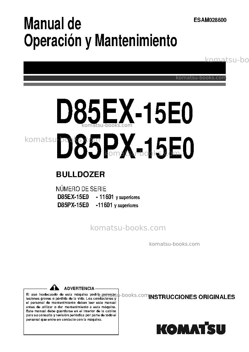 Komatsu d85ex-15jpn-e0 Manual de operación cover
