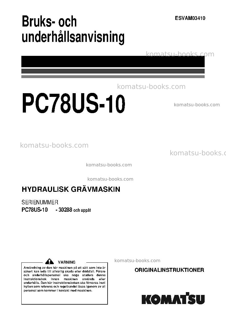 Komatsu pc78us-10jpn Operation manual cover Komatsu pc78us-10jpn Operation manual cover