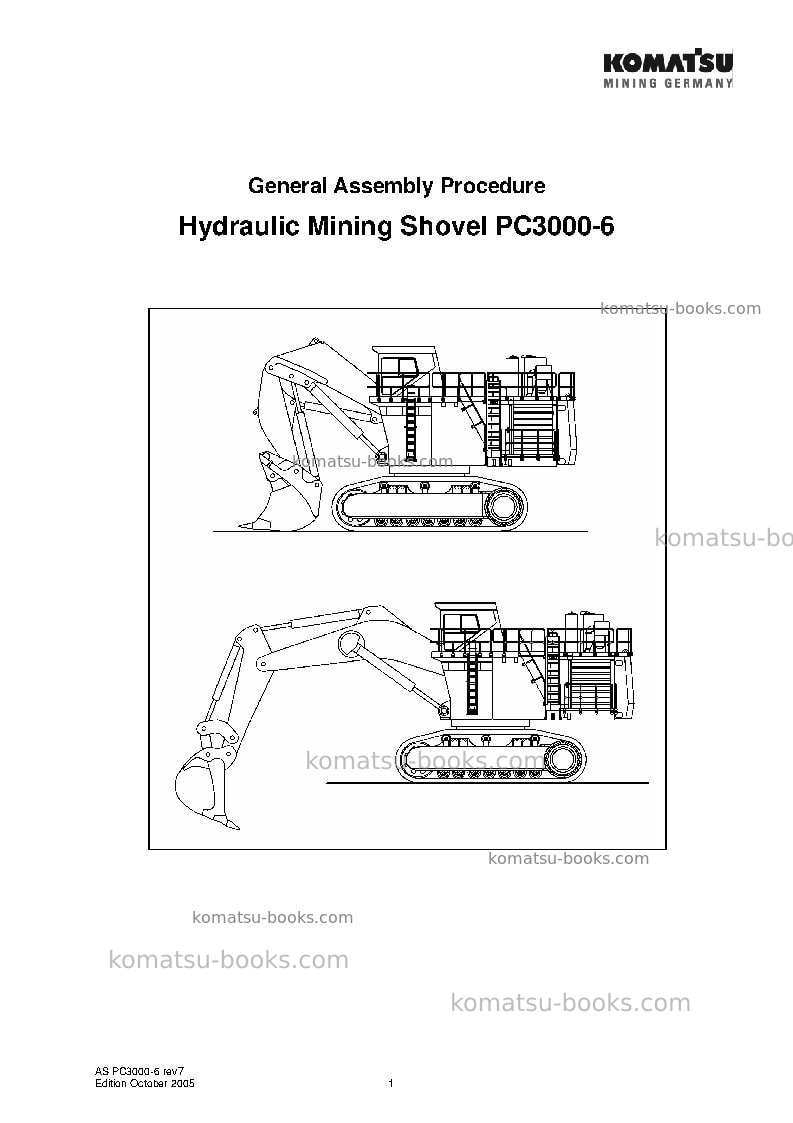 Komatsu pc3000-6deu Manual de operación cover Komatsu pc3000-6deu Manual de operación cover
