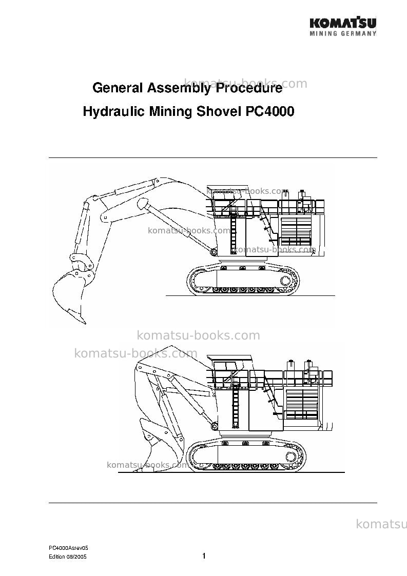 Komatsu pc4000-6deu Field assembly manual cover