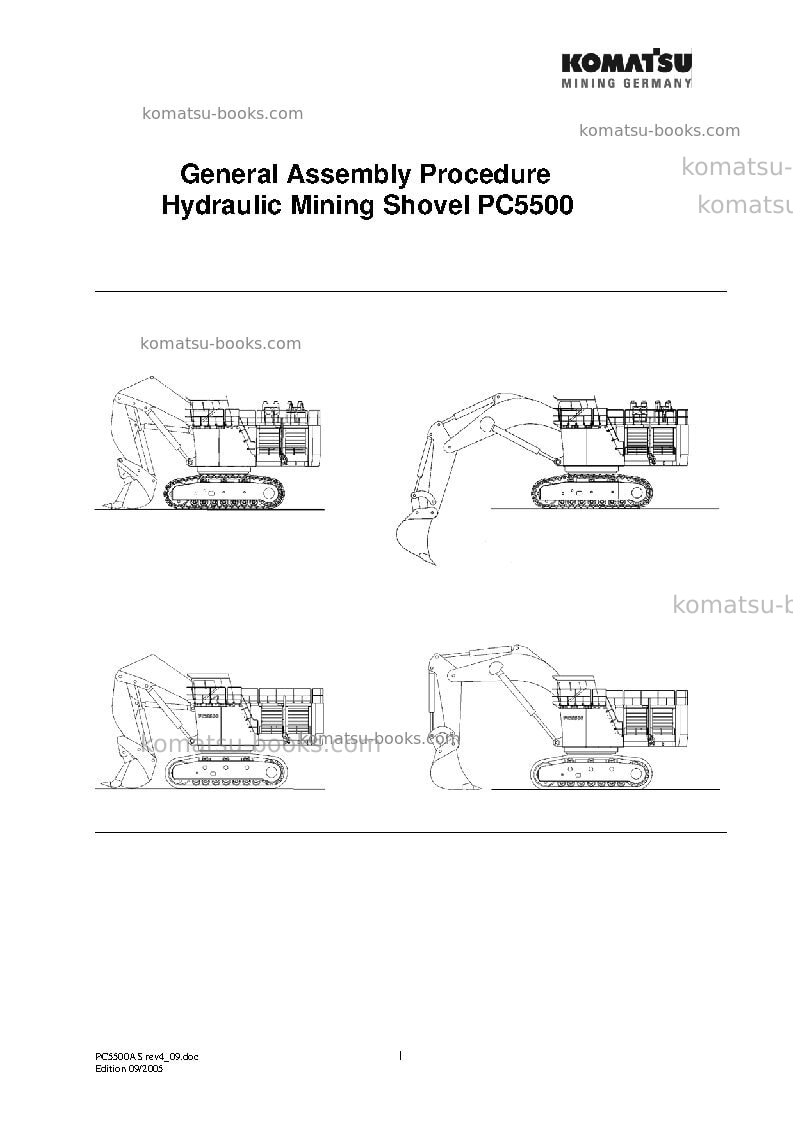 Komatsu pc5500-6deu Field assembly manual cover