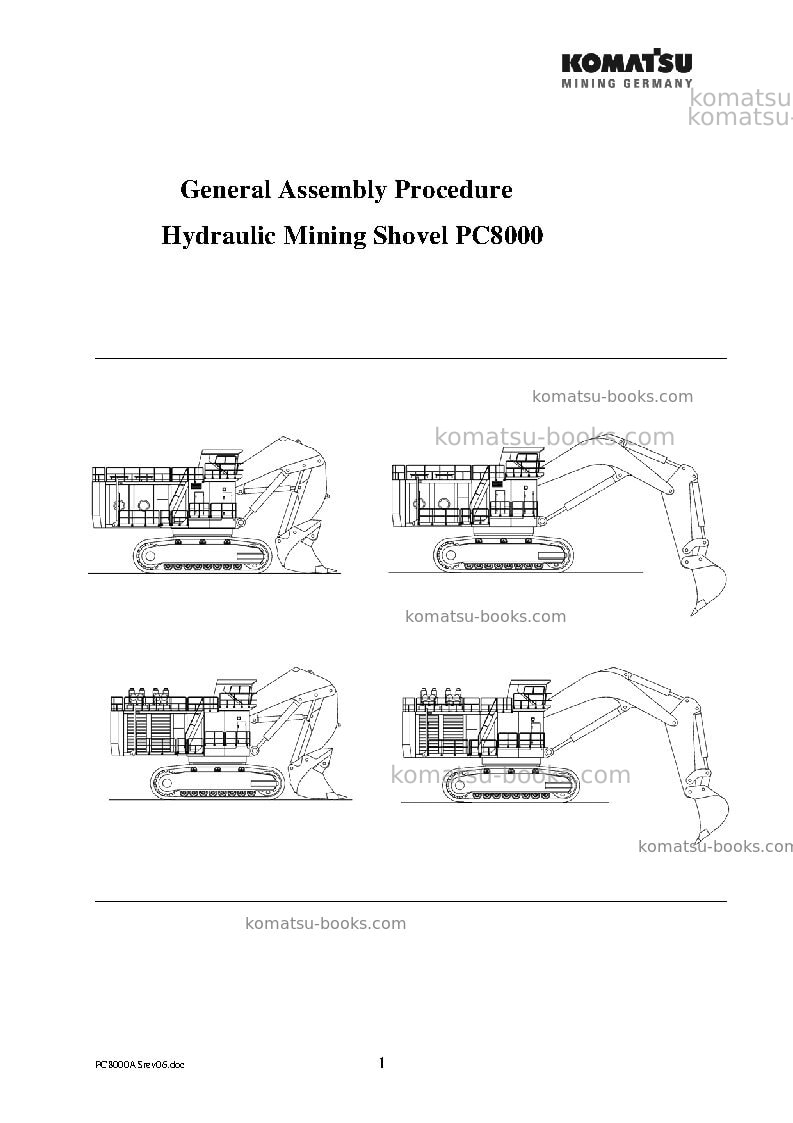 Komatsu pc8000-1deu Field assembly manual cover