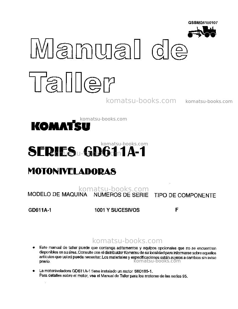Komatsu gd611a-1jpn Reparación y mantenimiento cover