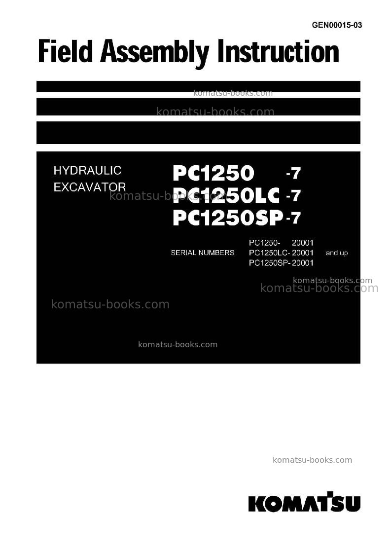 Komatsu pc1250sp-7jpn Field assembly manual cover
