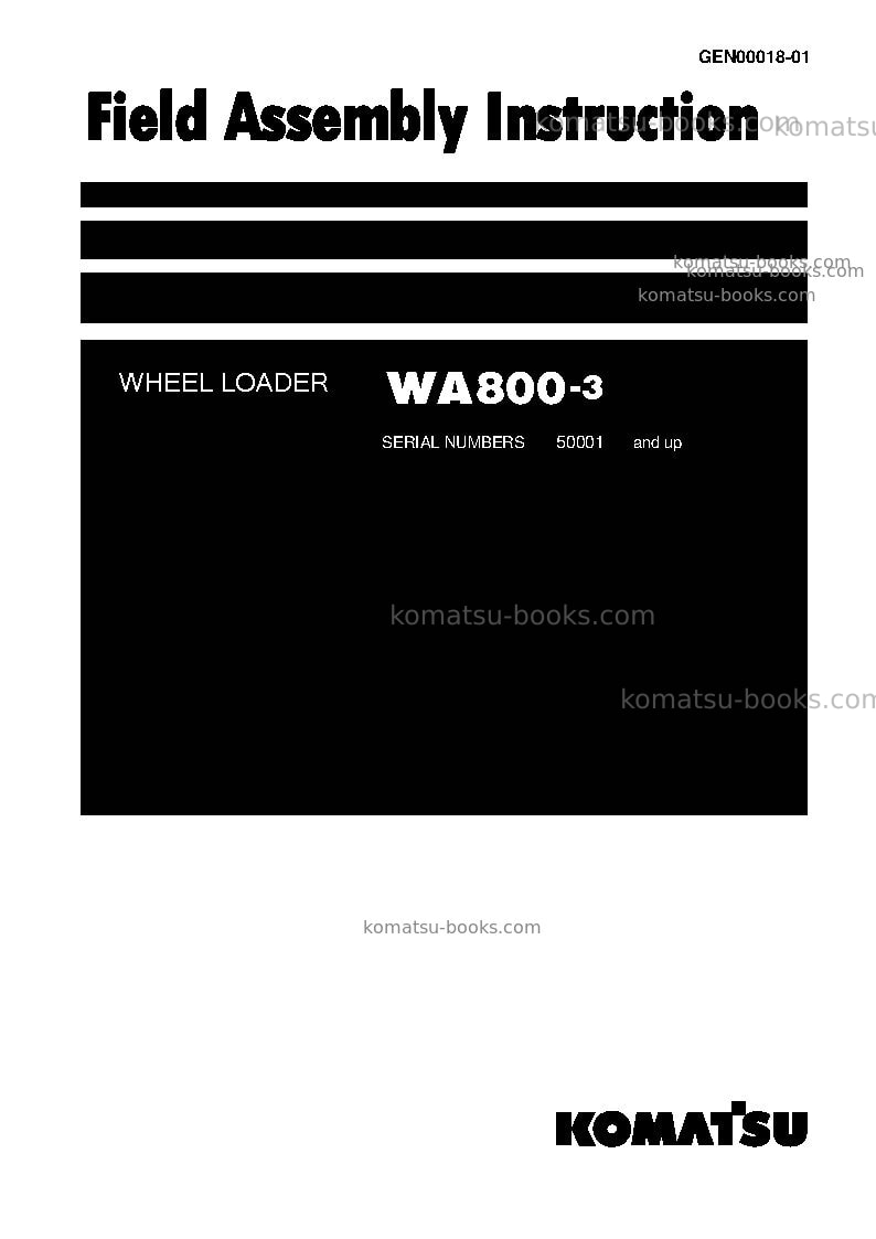 Komatsu wa800-3jpn Field assembly manual cover Komatsu wa800-3jpn Field assembly manual cover