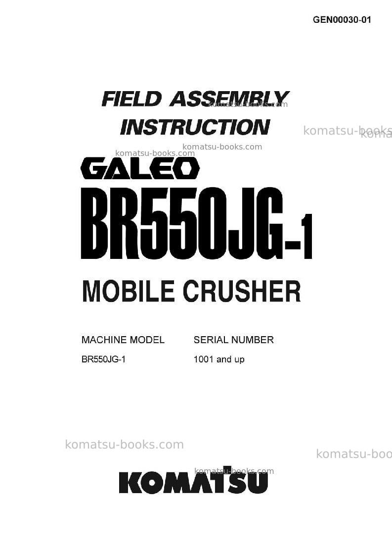 Komatsu br550jg-1jpn Field assembly manual cover Komatsu br550jg-1jpn Field assembly manual cover