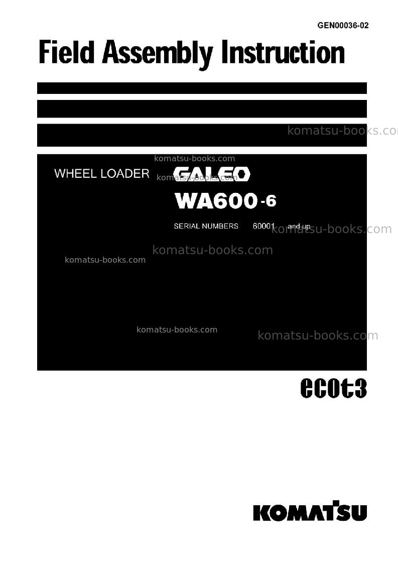 Komatsu wa600-6jpn Field assembly manual cover