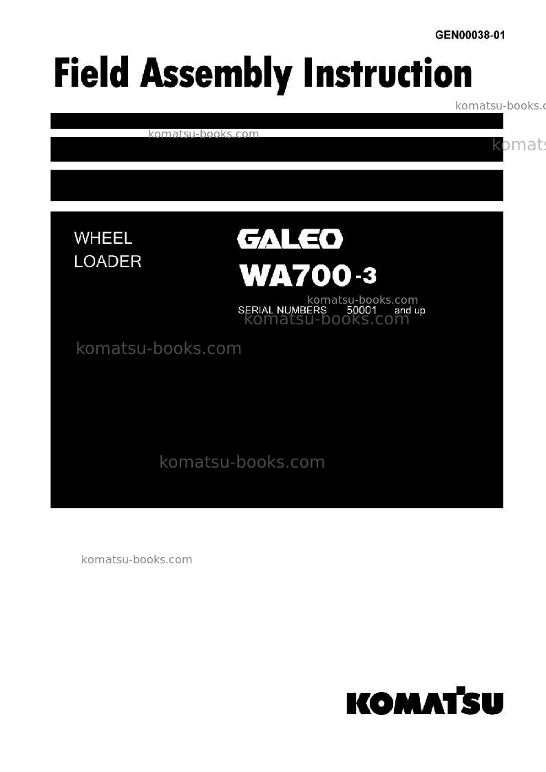 Komatsu wa700-3jpn Field assembly manual cover Komatsu wa700-3jpn Field assembly manual cover