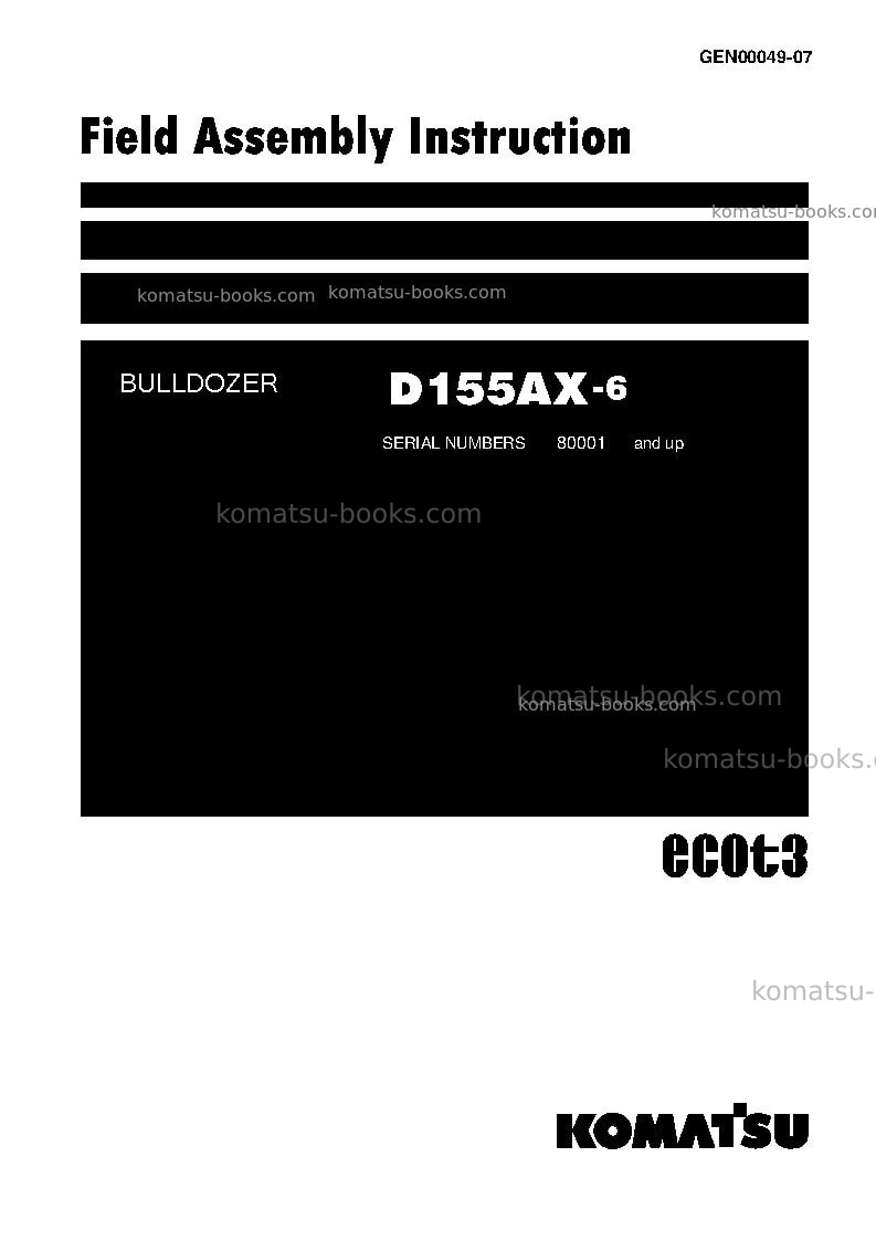Komatsu d155ax-6jpn Field assembly manual cover Komatsu d155ax-6jpn Field assembly manual cover