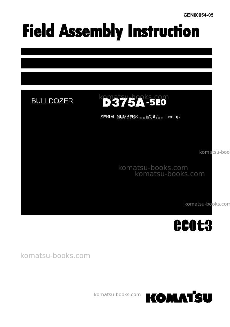 Komatsu d375a-5jpn-e0 Field assembly manual cover Komatsu d375a-5jpn-e0 Field assembly manual cover