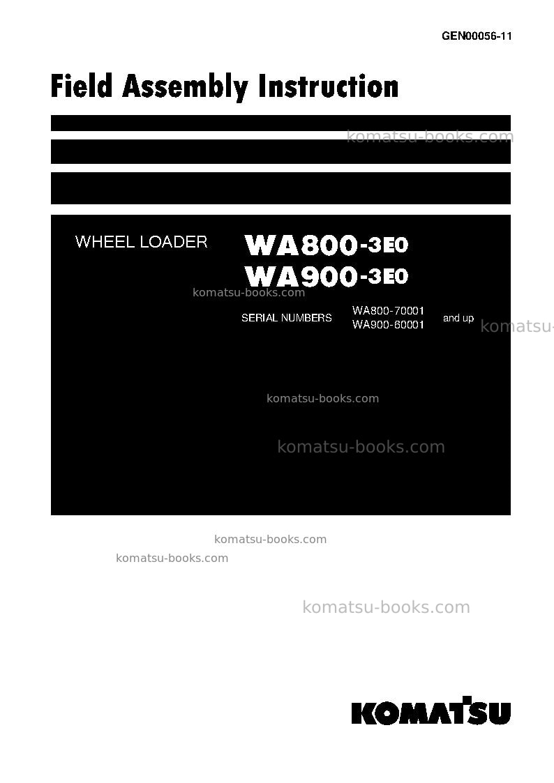 Komatsu wa900-3jpn-e0 Field assembly manual cover Komatsu wa900-3jpn-e0 Field assembly manual cover