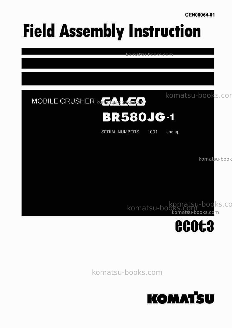Komatsu br580jg-1jpn Field assembly manual cover Komatsu br580jg-1jpn Field assembly manual cover