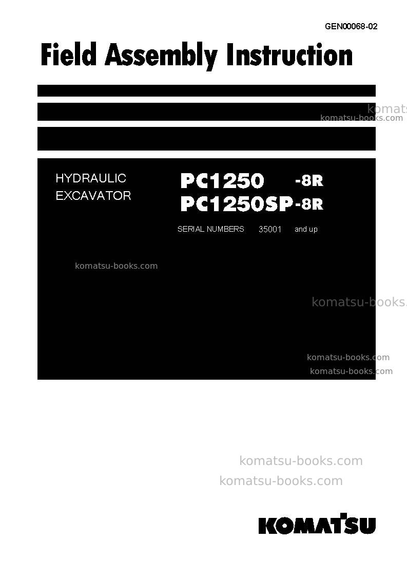 Komatsu pc1250-8jpn-r Field assembly manual cover Komatsu pc1250-8jpn-r Field assembly manual cover
