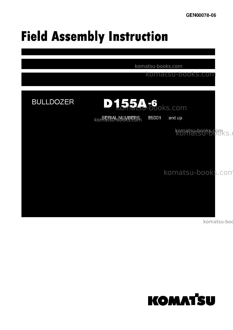 Komatsu d155a-6jpn Field assembly manual cover