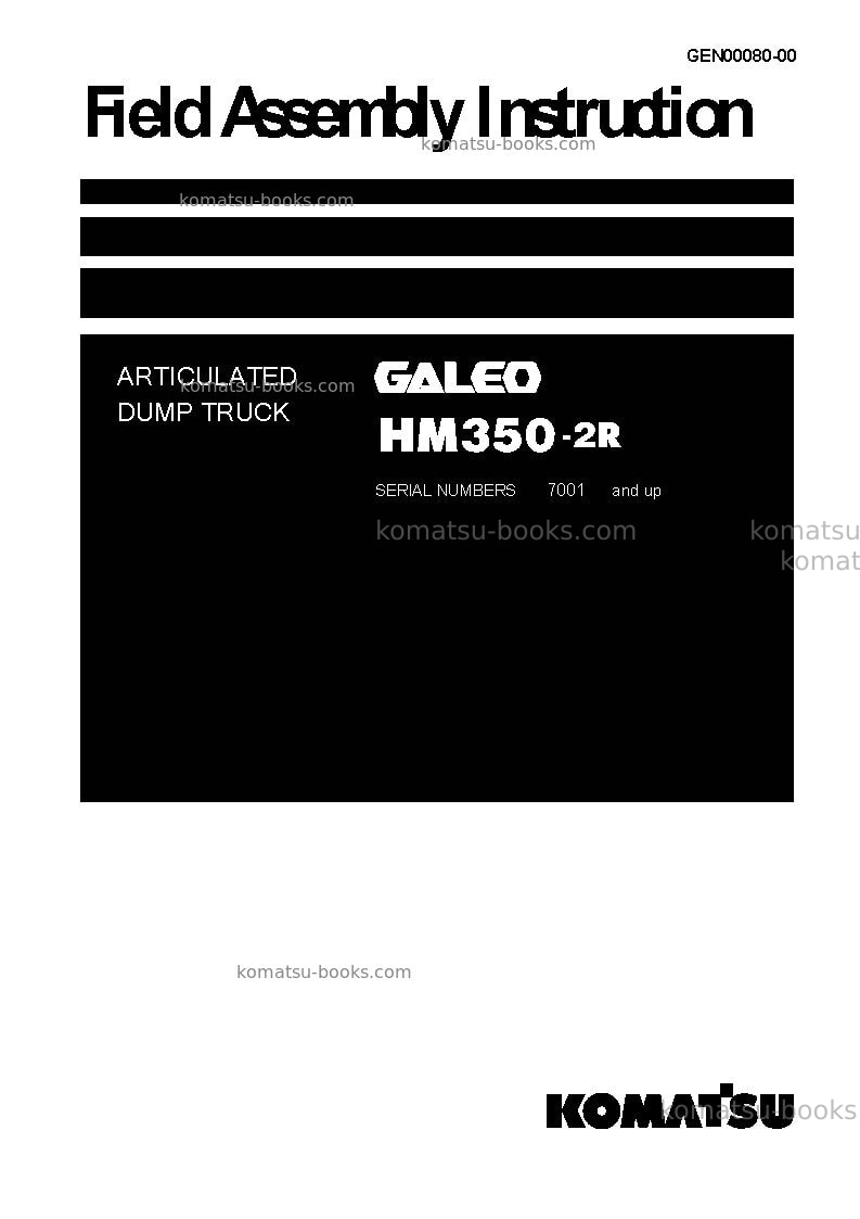 Komatsu hm350-2jpn-r Field assembly manual cover