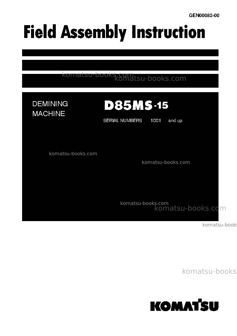 Komatsu d85ms-15jpn Field assembly manual cover Komatsu d85ms-15jpn Field assembly manual cover