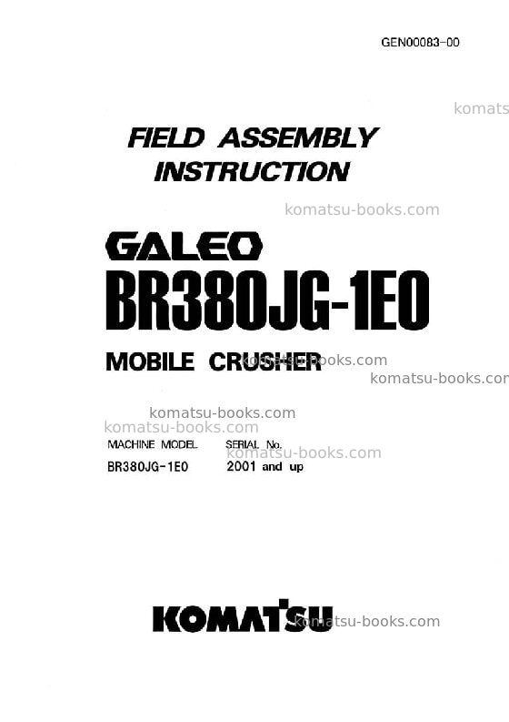 Komatsu br380jg-1jpn-e0 Field assembly manual cover Komatsu br380jg-1jpn-e0 Field assembly manual cover