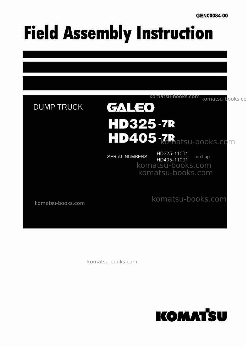 Komatsu hd325-7jpn-r Field assembly manual cover
