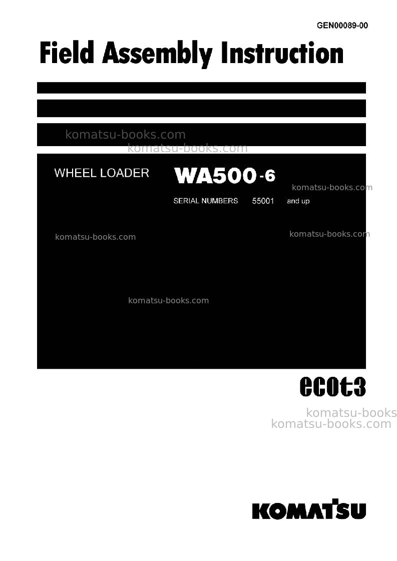 Komatsu wa500-6jpn Field assembly manual cover Komatsu wa500-6jpn Field assembly manual cover