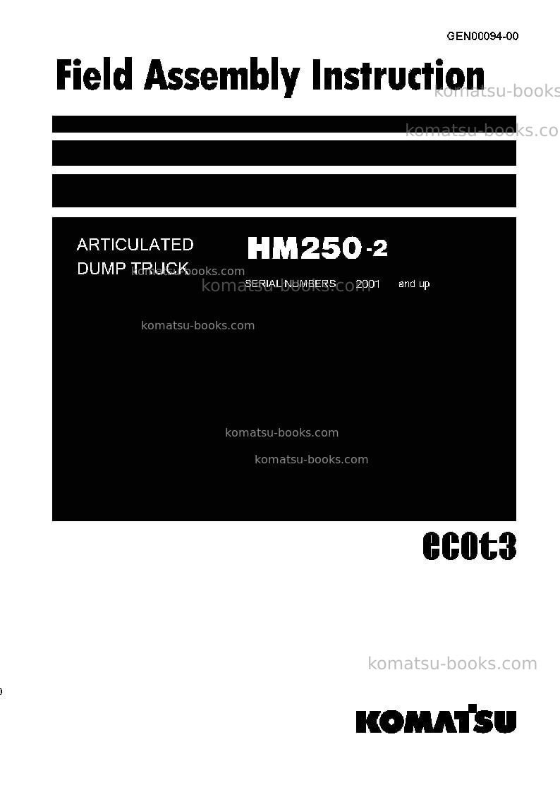 Komatsu hm250-2jpn Field assembly manual cover Komatsu hm250-2jpn Field assembly manual cover