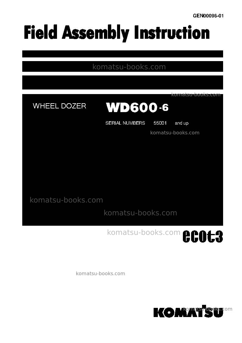 Komatsu wd600-6jpn Field assembly manual cover