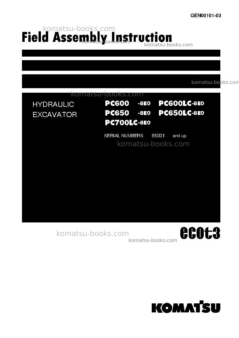 Komatsu pc650lc-8jpn-e0 Field assembly manual cover Komatsu pc650lc-8jpn-e0 Field assembly manual cover