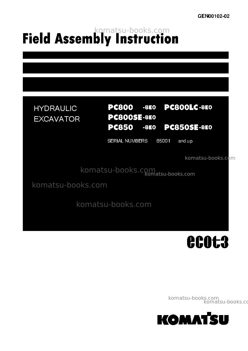 Komatsu pc800lc-8jpn-e0 Field assembly manual cover Komatsu pc800lc-8jpn-e0 Field assembly manual cover