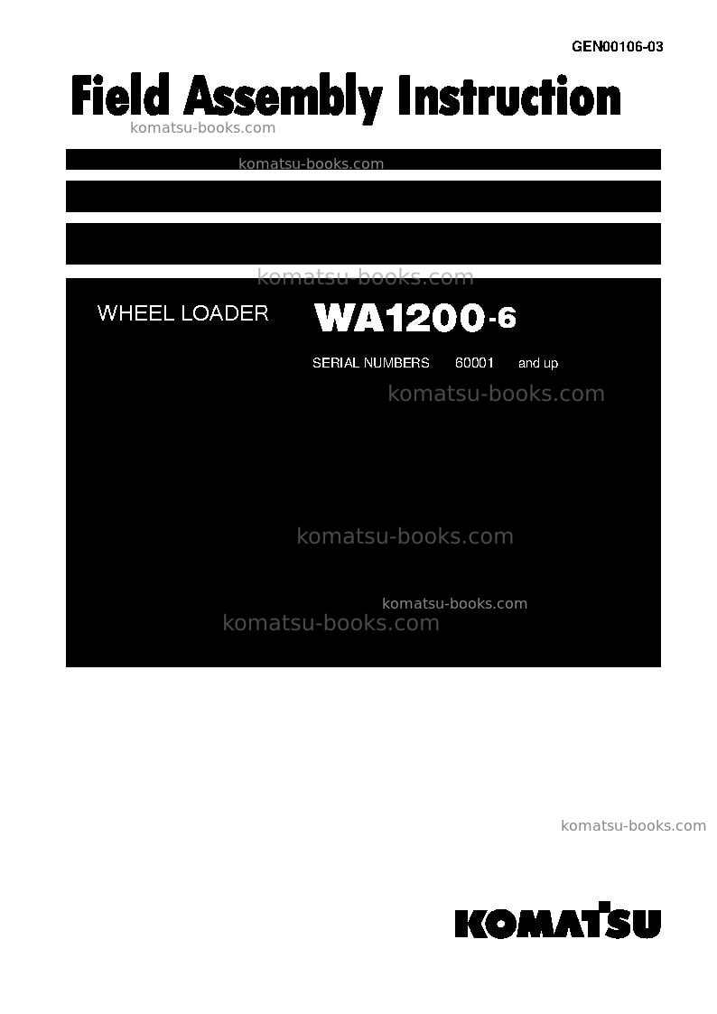 Komatsu wa1200-6jpn Field assembly manual cover Komatsu wa1200-6jpn Field assembly manual cover