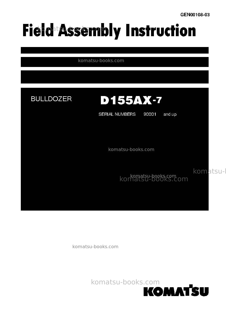 Komatsu d155ax-7jpn Field assembly manual cover Komatsu d155ax-7jpn Field assembly manual cover