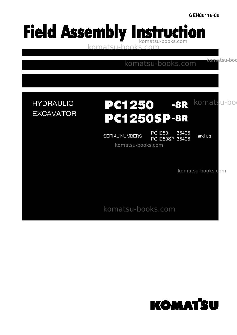 Komatsu pc1250sp-8jpn-r, for kal Field assembly manual cover Komatsu pc1250sp-8jpn-r, for kal Field assembly manual cover