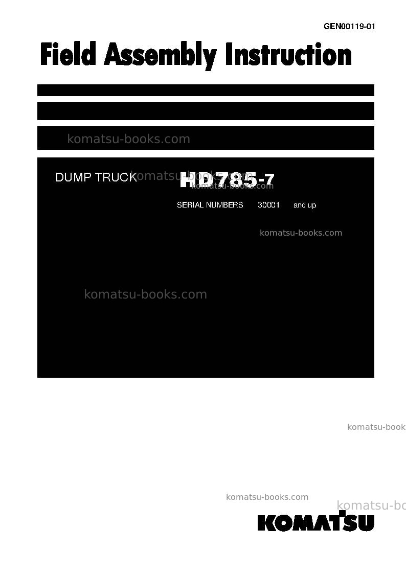 Komatsu hd785-7jpn Field assembly manual cover