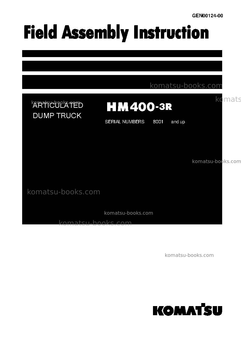 Komatsu hm400-3jpn-r Field assembly manual cover