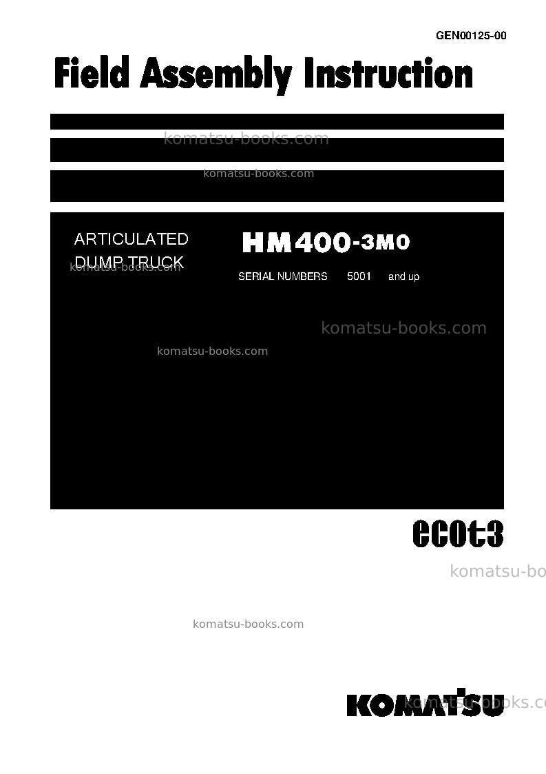 Komatsu hm400-3jpn-m0 Field assembly manual cover Komatsu hm400-3jpn-m0 Field assembly manual cover