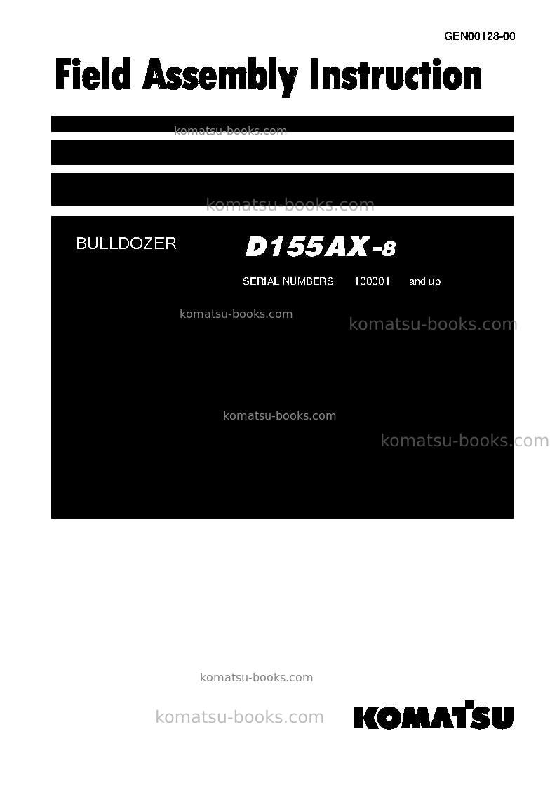 Komatsu d155ax-8jpn Field assembly manual cover Komatsu d155ax-8jpn Field assembly manual cover