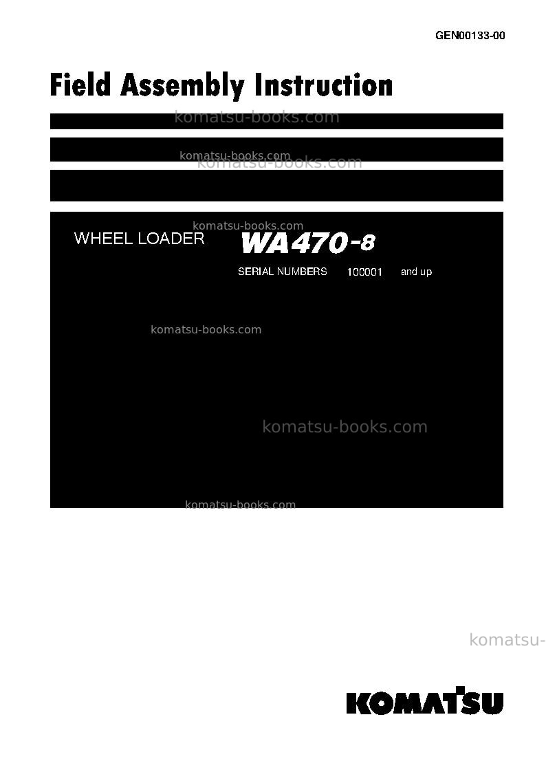 Komatsu wa470-8jpn Field assembly manual cover Komatsu wa470-8jpn Field assembly manual cover