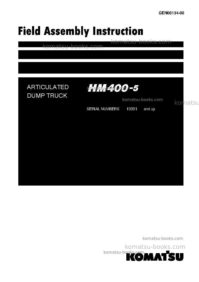 Komatsu hm400-5jpn Field assembly manual cover Komatsu hm400-5jpn Field assembly manual cover